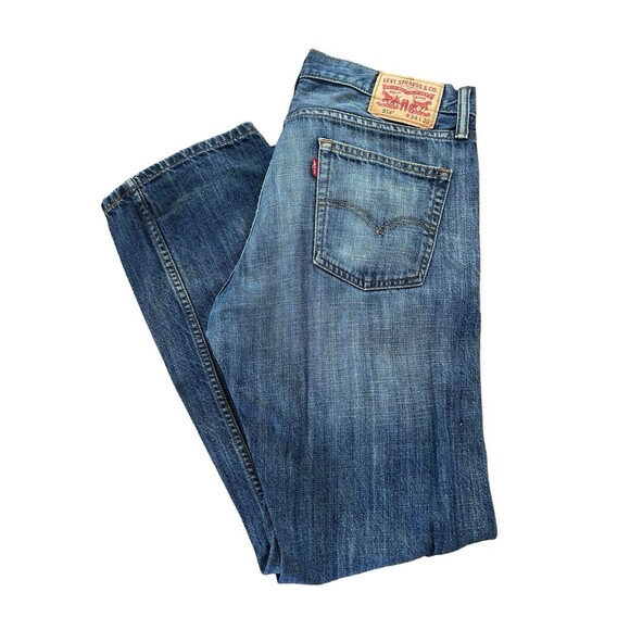 RARE Distressed Plaid Inside Levis 514 Straight Leg Mens Blue Denim Jeans 34x30 - Picture 15 of 15